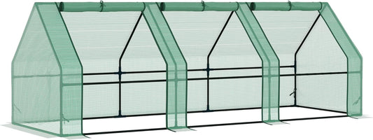 9' X 3' X 3' Portable Mini Greenhouse Outdoor Garden with Large Zipper Doors and Water/Uv PE Cover, Green - Design By Technique