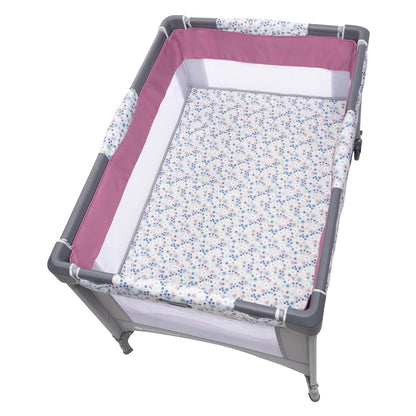 Nursery Suite Ez-Fold Playard with Portable Rocking Lounger and Flip over Changer, Daisy Pink - Design By Technique