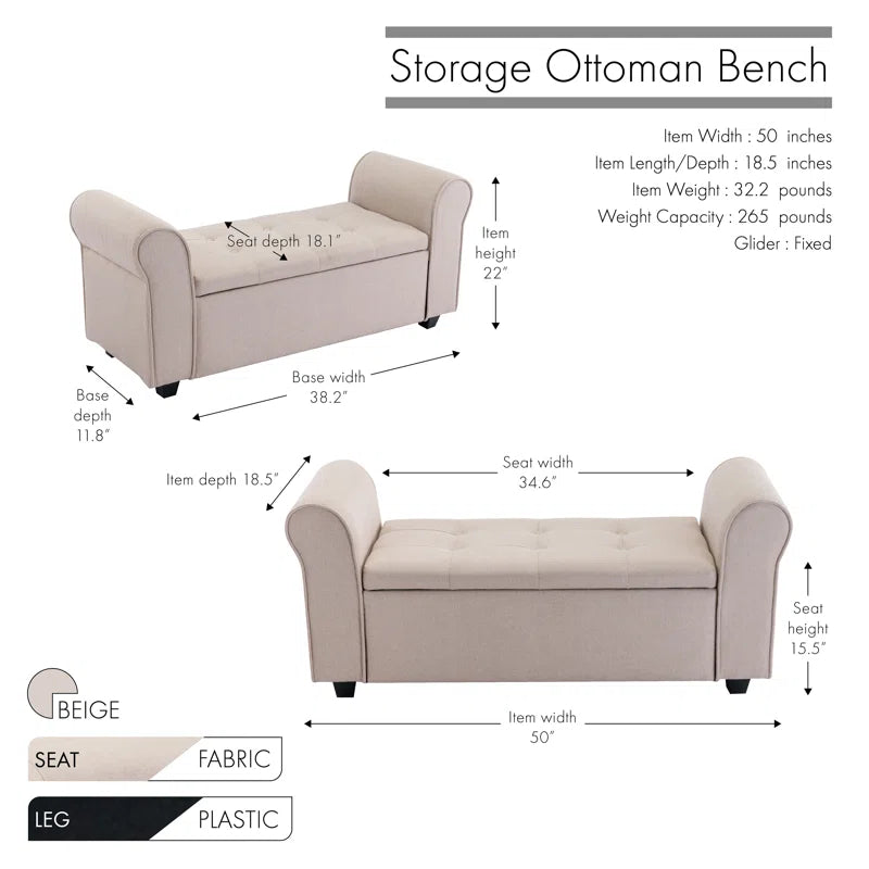 Ammarie Fabric Upholstered Storage Bench