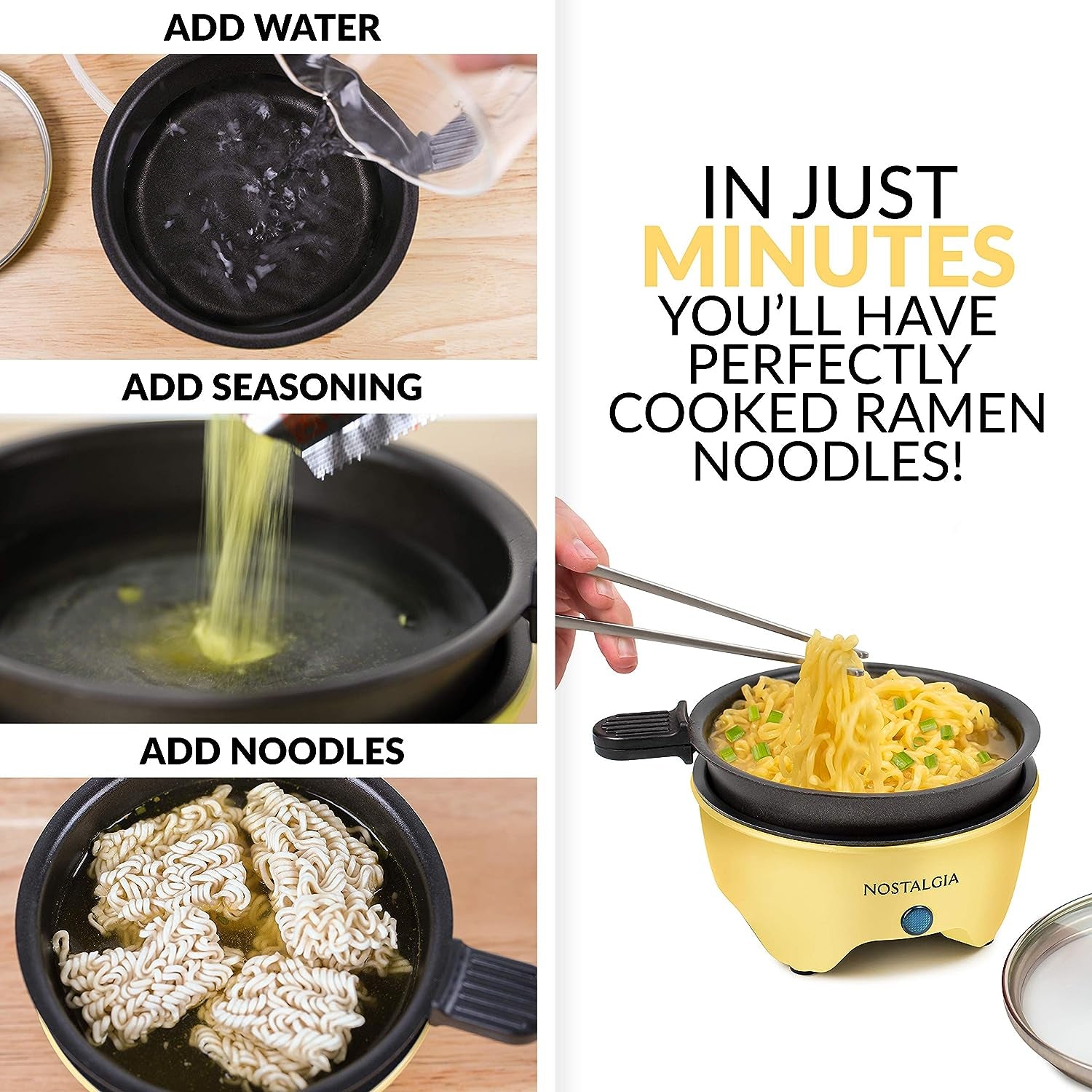 Mymini Personal Electric Skillet & Rapid Noodle Maker, Perfect for Healthy Keto & Low-Carb Diets, Yellow