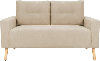 Mid-Century Loveseat Sleeper Button Tufted 2 Seater Sofa for Living Room, Beige