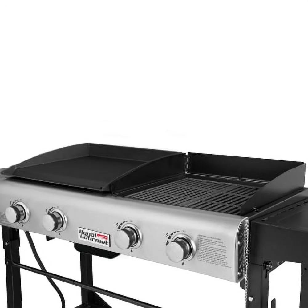 4-Burner GD401 Portable Flat Top Gas Grill and Griddle Combo with Folding Legs