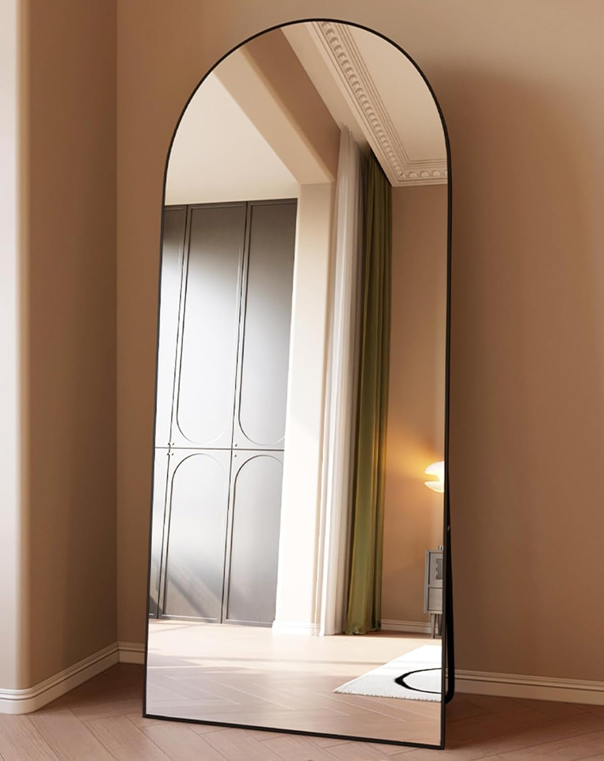Floor Mirror, Full Length Mirror with Stand, Arched Wall Mirror, 28"X71" Mirror Full Length, Black Floor Mirror Freestanding, Wall Mounted Mirror for Bedroom Living Room, Black - Design By Technique