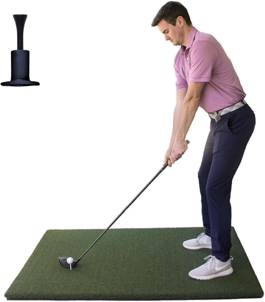 The Original Country Club Elite by  4' X 5' Simulator Size Golf Mat | Heavy Duty Commercial Practice Mat | Accepts a Real Tee | Swing down and through | Indoor/Outdoor
