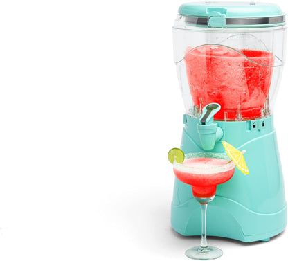 Frozen Drink Maker and Margarita Machine for Home - 128-Ounce Slushy Maker with Stainless Steel Flow Spout - Easy to Clean and Double Insulated - Aqua