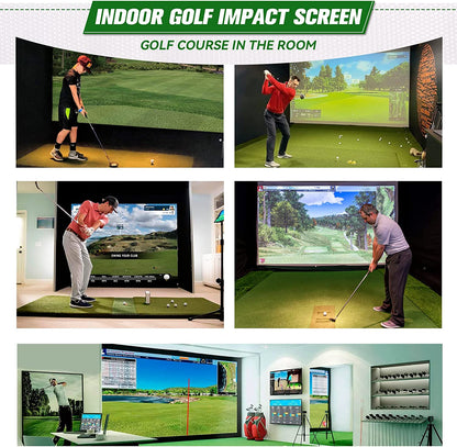 Golf Simulator Impact Screen: Golf Hitting Net with 32 Pcs Grommets Holes for Home Projector Practice