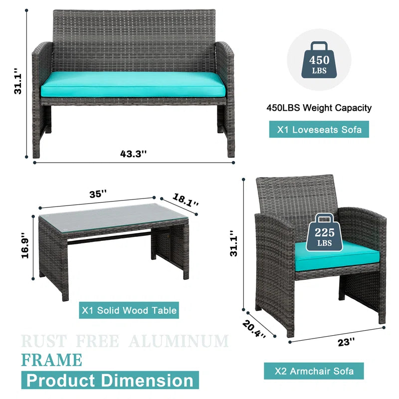 Randlett 4 - Person Rectangular Outdoor Dining Set with Cushions