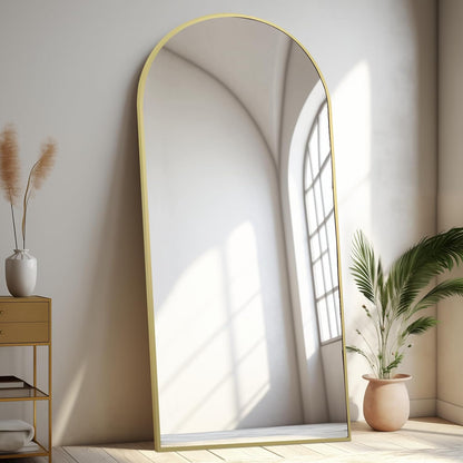 76"X34" Large Mirror Full Length, Arched Full Length Mirror with Stand, Extra Large Floor Mirror for Bedroom Living Room Cloakroom Gym, Hanging Standing or Leaning Full Body Mirror, Gold - Design By Technique