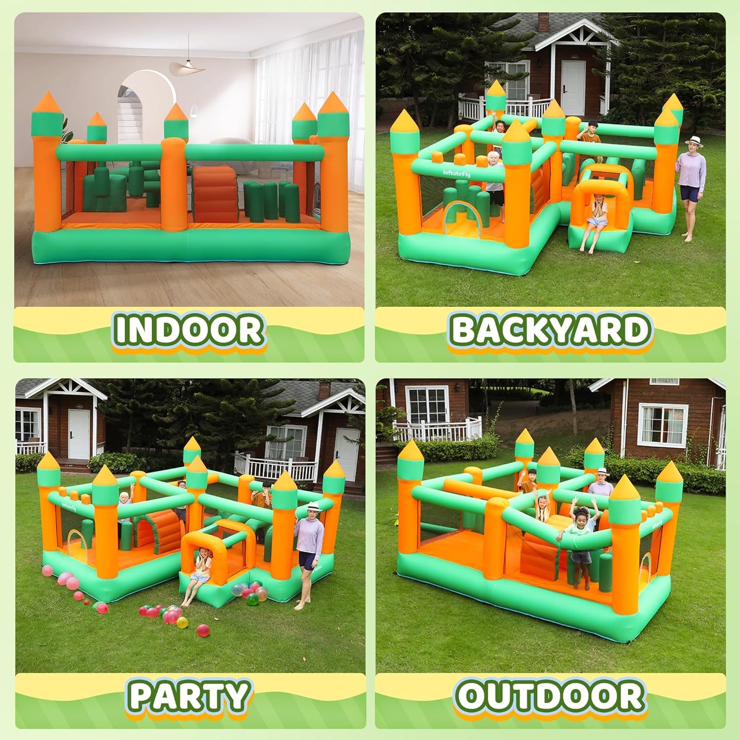 Inflatable Bounce House Kids Obstacle Bouncy Castle for Outdoor Indoor