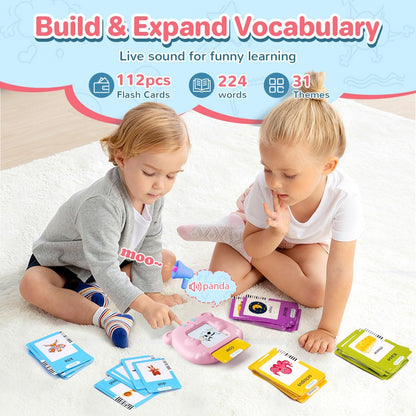 Spanish & English Talking Flash Cards for Toddler 3-6 Year Olds, Learning Montessori Toys with 224 Sight Words, Speech Therapy Toys, Children'S Sensory Preschool Learning Educational Birthday Gifts