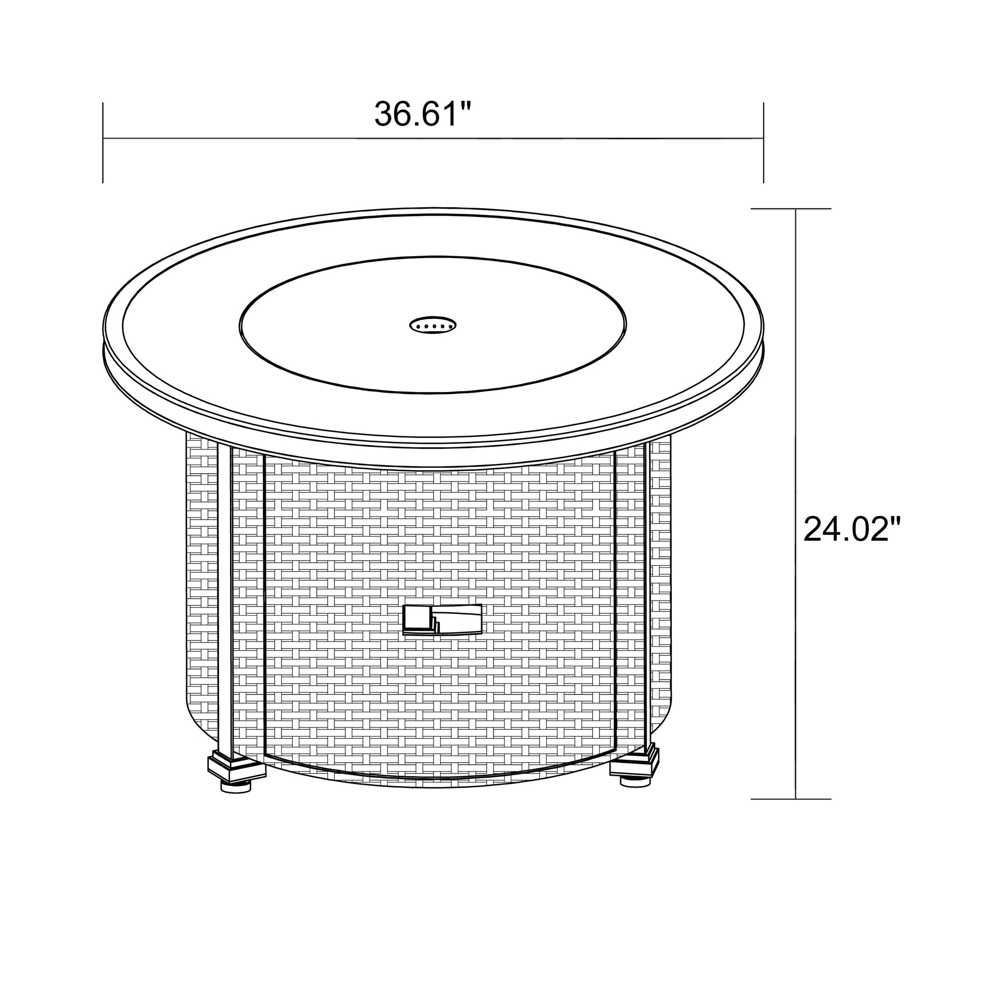 Colebrooke 37" round 50,000 BTU Propane Gas Fire Pit Table with Glass Beads, Metal Lid and Protective Cover - Design By Technique