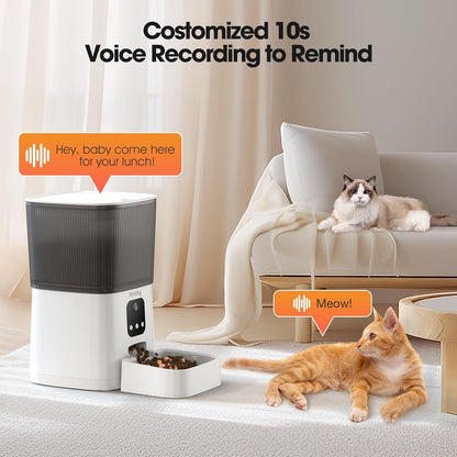 Automatic Cat Feeder with 1080P Camera, 7L Wifi Cat Food Dispenser with Remote App Control, Voice & Video Record, Dual Power Supply, Automatic Dog Feeder Auto Pet Dry Food Feeders for Cats