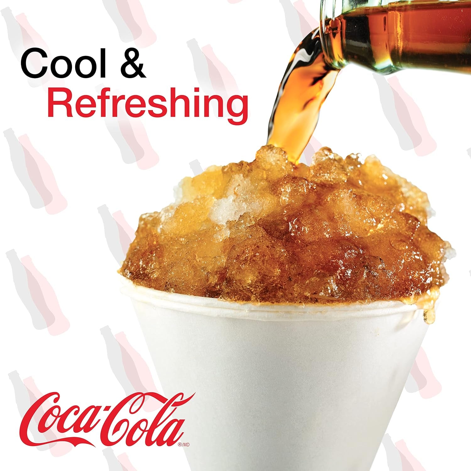 Coca-Cola Snow Cone Shaved Ice Machine - Coke Retro Table-Top Slushie Machine Makes 20 Icy Treats - Includes 2 Reusable Plastic Cups & Ice Scoop - White & Red