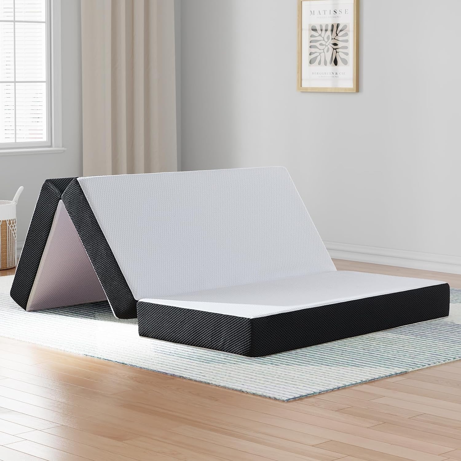 Foldable Mattress,6 Inch Queen Mattress,Tri-Fold Memory Foam Mattress Topper,Folding Mattress with Washable Cover,Topper for Camping, Guest - Queen Size, 78"" X 58"" X 6""