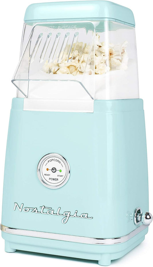 Hot-Air Electric Popcorn Maker, 12 Cups, Healthy Oil Free Popcorn with Measuring Scoop, Retro Aqua