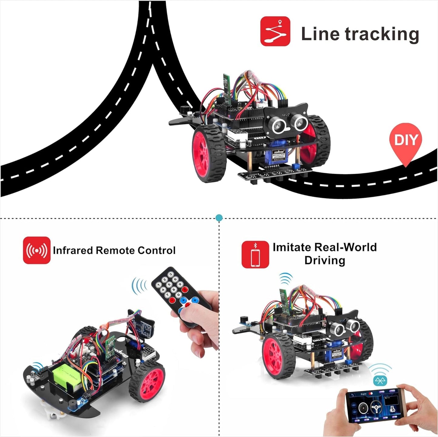 Smart Robot Car Kit for Arduino to Learn Programming and Get Hands on Experience of Robotic Assembly for Adults and Kids