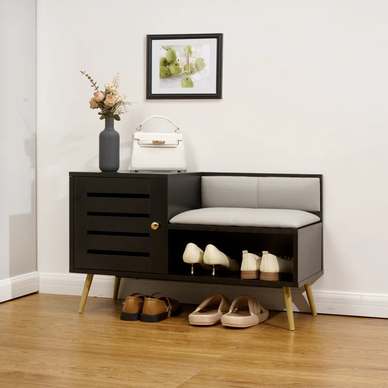 Bunceton Shoe Storage Cabinet Bench with Cushion Seat