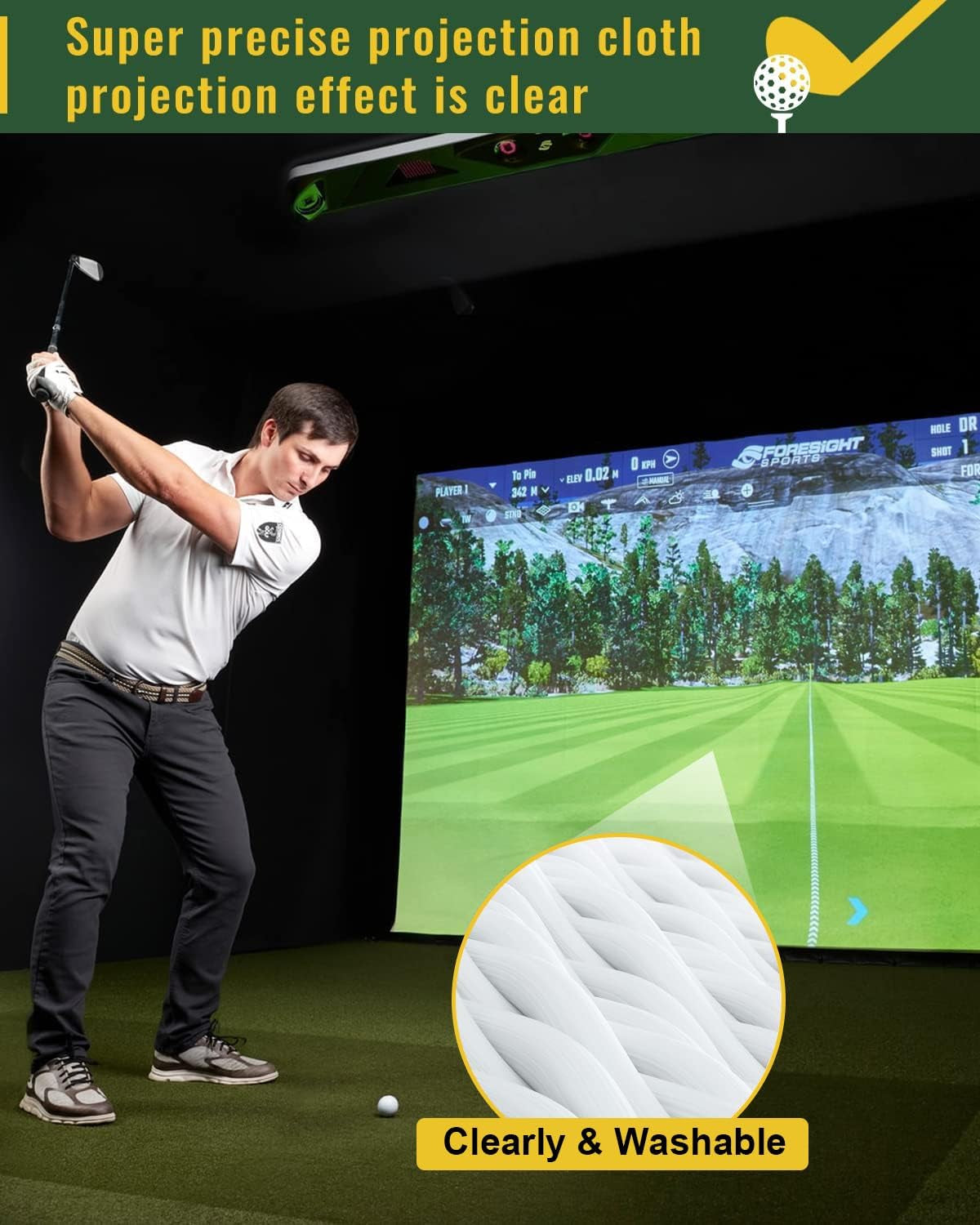 Golf Simulator Impact Screen（118 * 78 98 * 98 118 * 118 118 * 138） for Golf Training, Indoor Golf Simulators, Washable Golf Impact Screen for Golf Practice