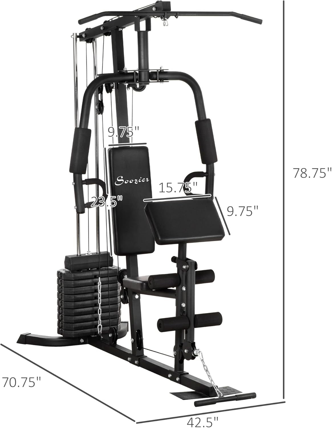 Home Gym System, Multifunction Workout Station with 100Lbs Weight Stack, 100Lbs Resistance for Full Body Workout Machine