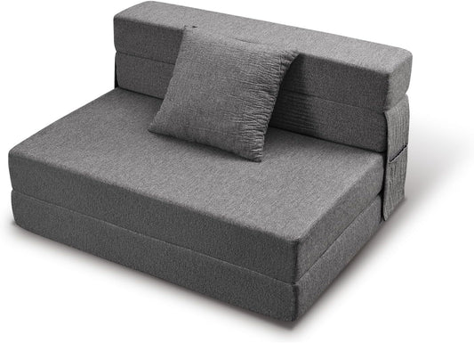 Folding Sofa Bed, 6 Inch Memory Foam Couch, Convertible Sleeper Chair Floor Couch, Futon Sofa Sleeper Chair with Pillow & Washable Cover for Living Room/Bedroom/Guest 76" X 39" X 6"(Dark Grey)