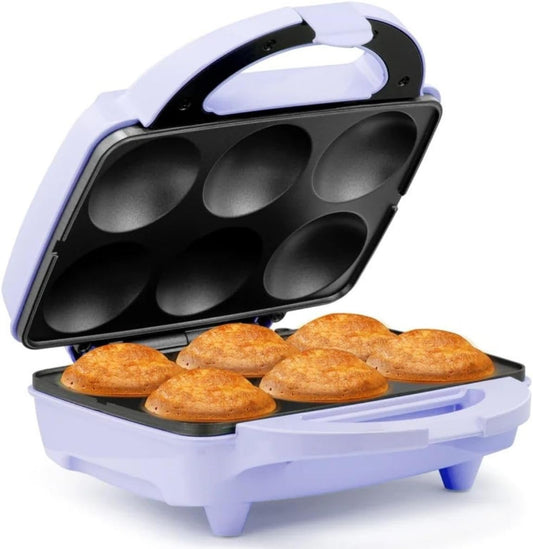 Non-Stick Cupcake Maker, Lavender/Stainless Steel - Makes 6 Cupcakes, Muffins, Cinnamon Buns, and More for Birthdays, Holidays, Bake Sales or Special Occasions