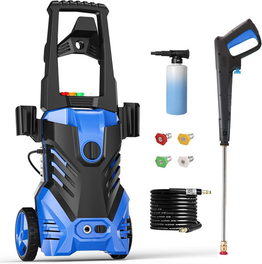 Electric Pressure Washer 4200PSI 3.2 GPM Power Washer with Smart Control and 3 Levels of Adjustment, 4 Nozzles, Foam Cannon and Spray Gun for Effortlessly Cleaning Cars, Fences, Gardens