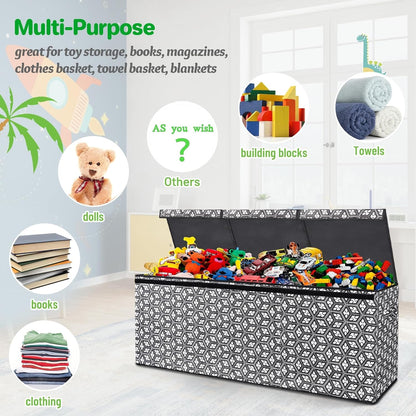 Large Toy Box, Toy Box for Boys, Toy Box Storage Chest, Collapsible Sturdy Storage Bins with Lids, Large Kids Toy Box Storage Chest Organizer for Nursery Room, Playroom, Closet, 40.6X16.5X14.2 In