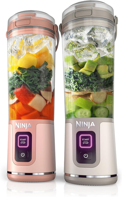 BC155PS Blast Two-Pack Portable Blender, Cordless, 18Oz. Vessel, Personal Blender for Shakes & Smoothies, Leakproof Lid & Sip Spout, USB-C Cord, Dishwasher Safe Parts, BPA Free, Peach & Stone