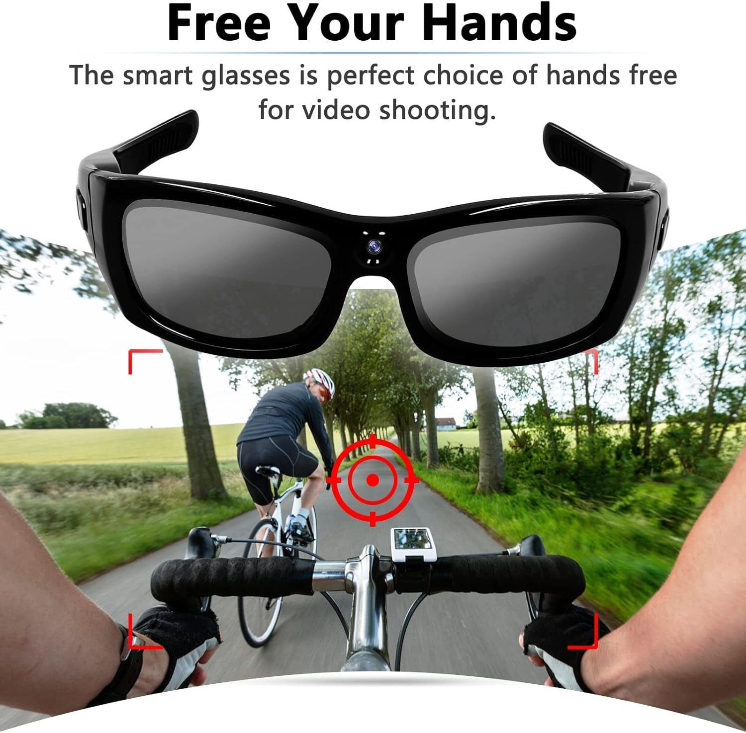 Camera Sunglasses Full HD 1080P Bluetooth Sunglasses Sport Action Glasses Camera Video Camera Glasses with Headset and UV Protection Polarized Lens for Outdoor and Travel