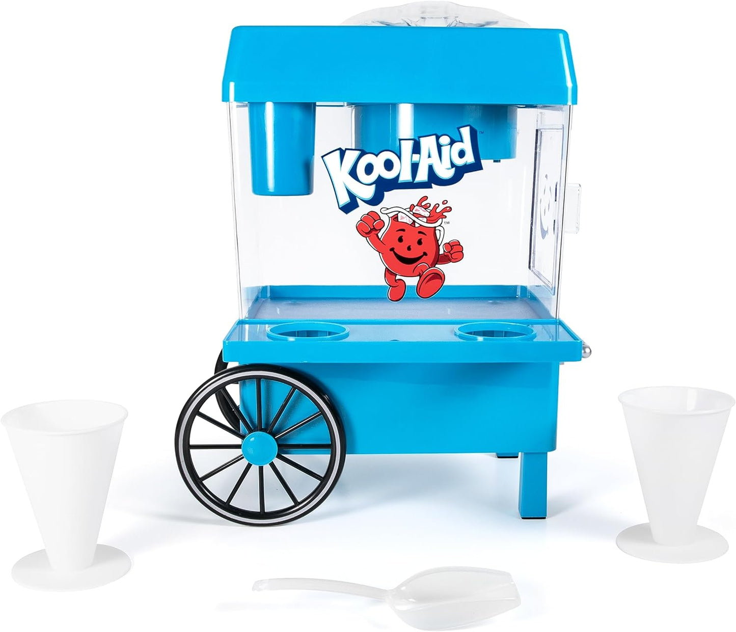 Kool-Aid Snow Cone Shaved Ice Machine - Retro Table-Top Slushie Machine Makes 20 Icy Treats - Includes 2 Reusable Plastic Cups & Ice Scoop - Blue