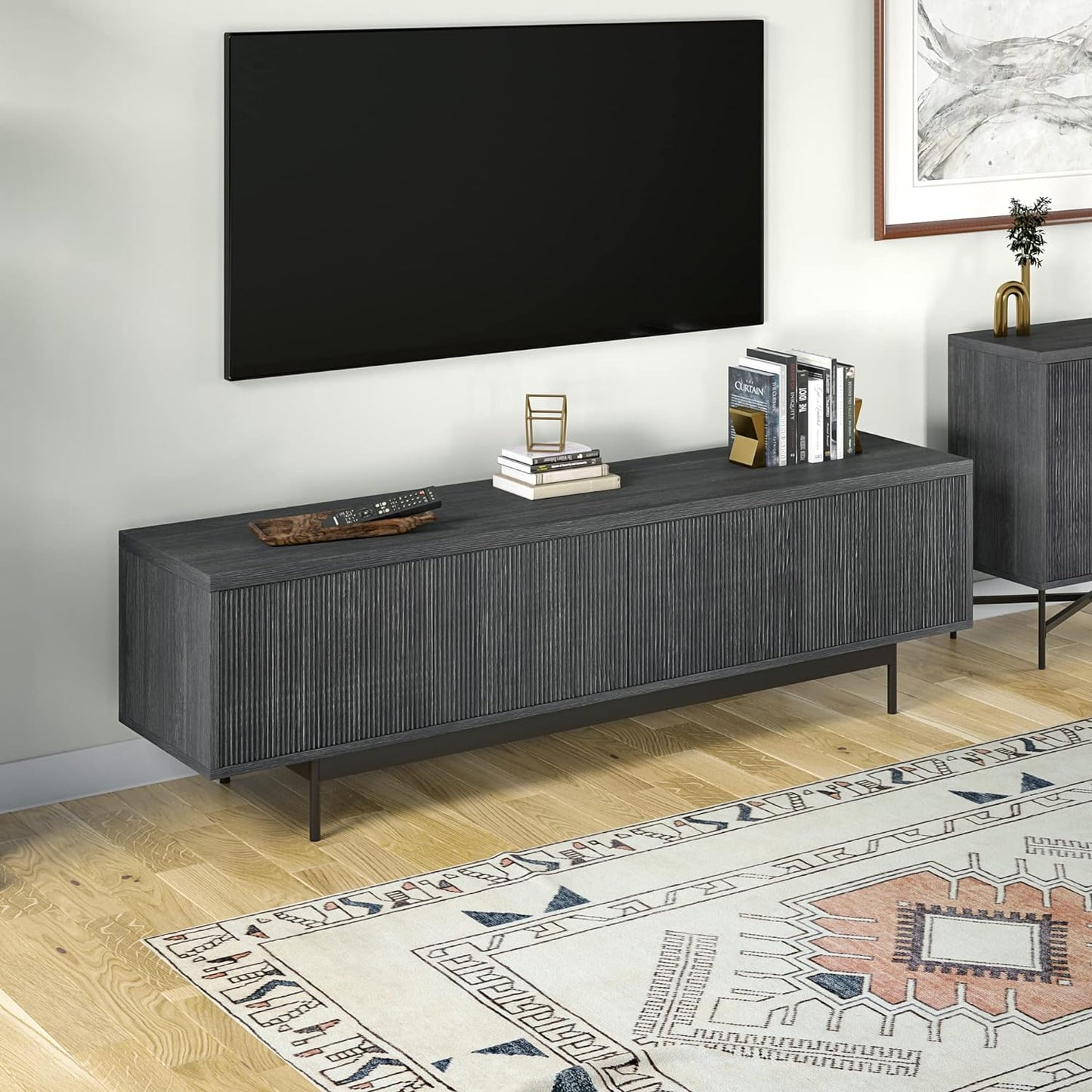 Whitman TV Stand, 70" Wide, Dark Gray