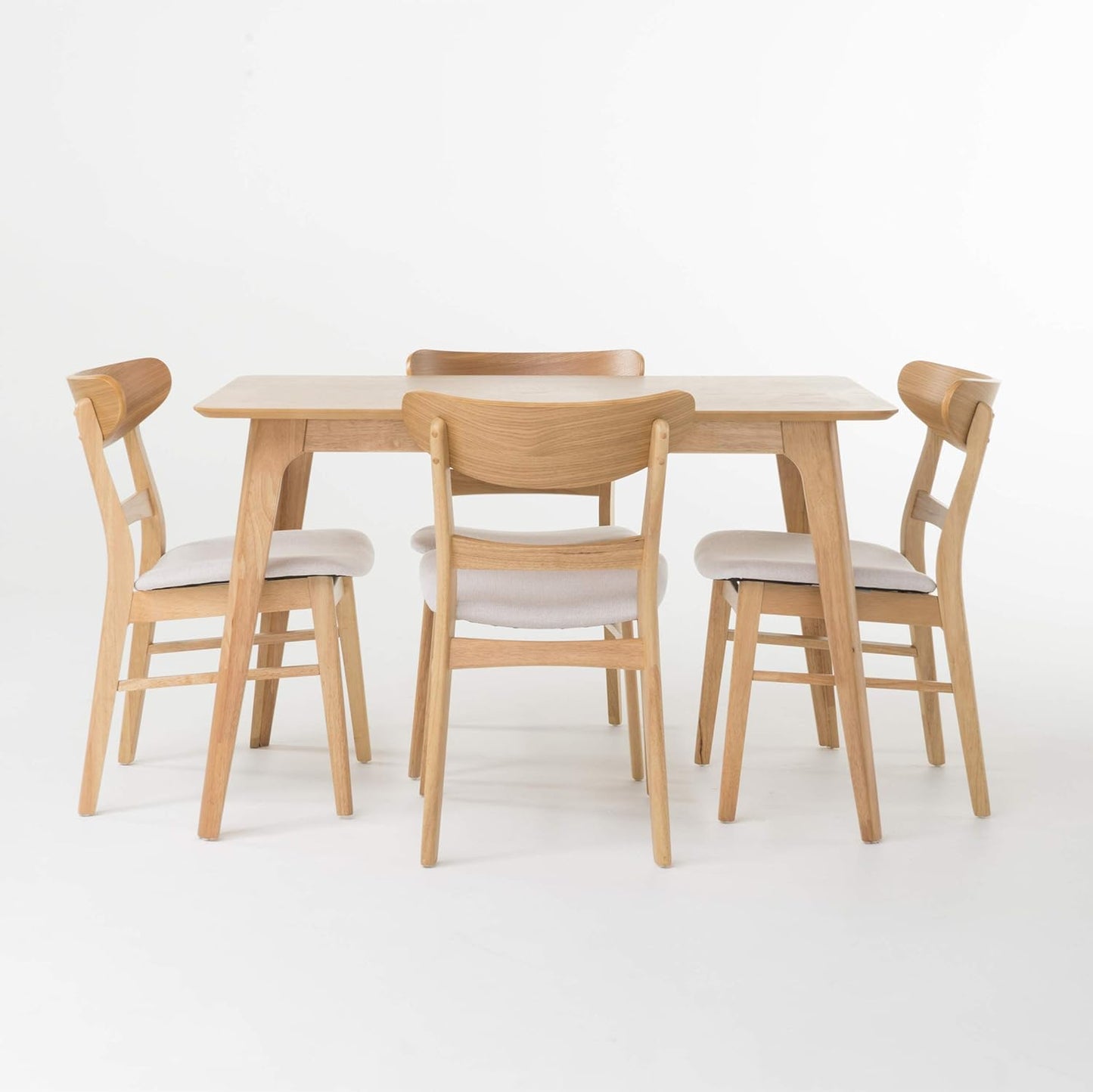 Idalia 50" Rectangular Dining Set, 5-Pcs Set, Natural Oak / Light Beige - Design By Technique