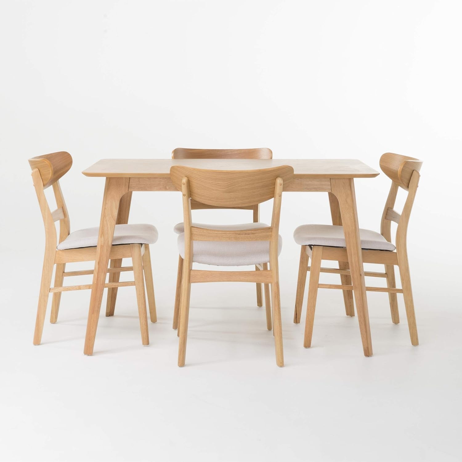 Idalia 50" Rectangular Dining Set, 5-Pcs Set, Natural Oak / Light Beige - Design By Technique