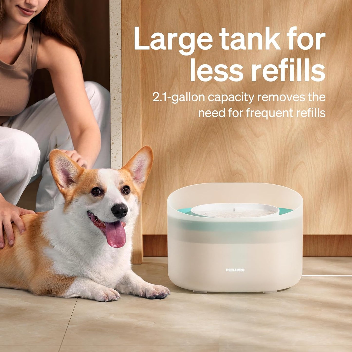 Dog Water Fountain, 2.1Gal/270Oz Capsule Dog Fountain for Medium to Large Dogs, Automatic Pet Water Dispenser for Drinking, Anti-Splash, Ultra-Quiet Dog Water Bowl Dispenser Easy to Clean