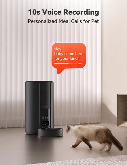 Automatic Cat Feeders,5L Wifi Pet Feeder with App,Schedule Feeding Pet Dry Food Dispenser for Cats,10S Voice Recording,Up to 10 Meals per Day,Black