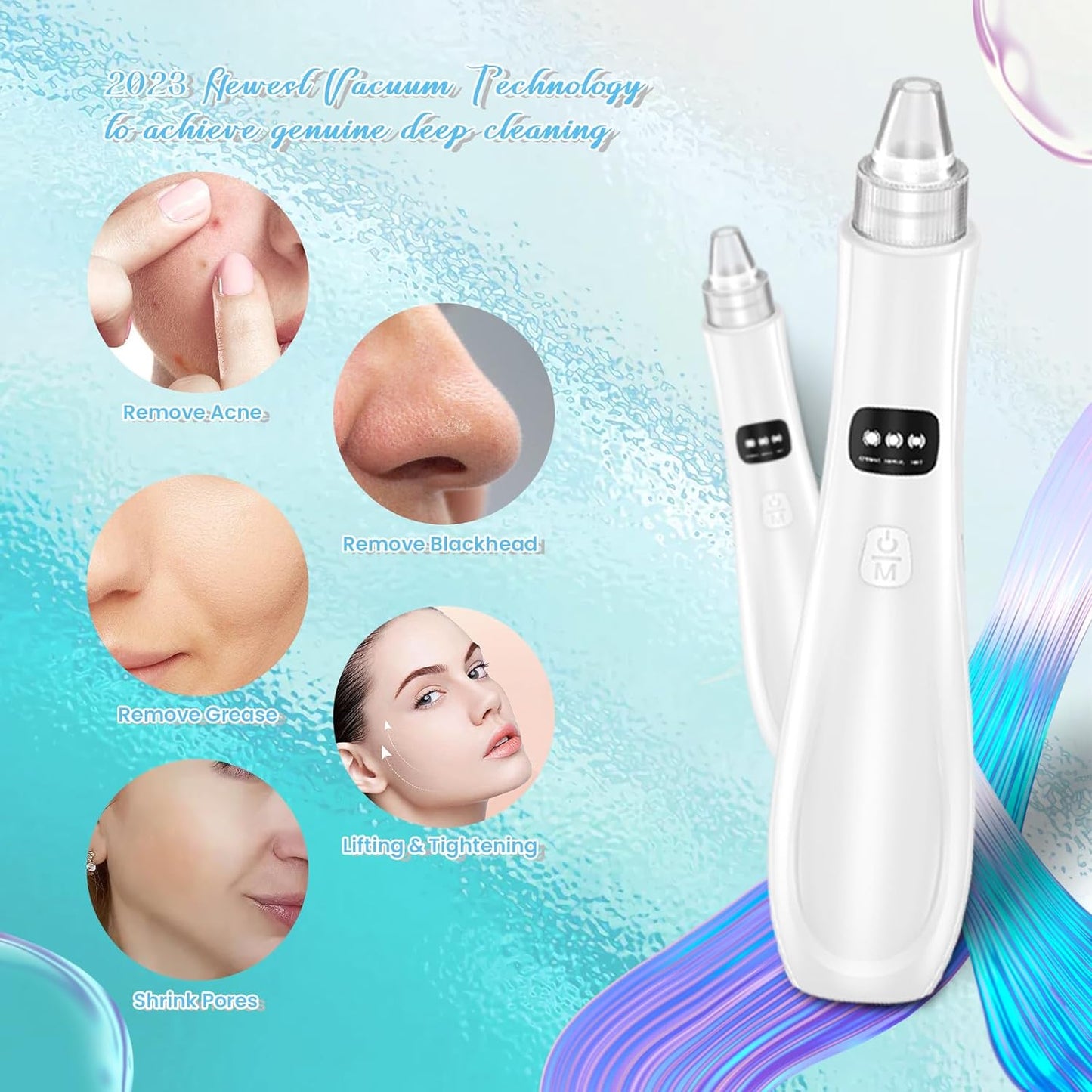 2024 Newest Blackhead Remover Pore Vacuum,5 Suction Power,5 Probes,Usb Rechargeable Blackhead Vacuum Kit-Facial Pore Cleaner Electric Acne Extractor Tool for Women and Men