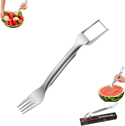 2-In-1 Stainless Steel Fruit Cutter, 2024 New Watermelon Fork Slicer Cutter Slicer Tool, Dual Head Fruit Forks Slicer Knife(1Pcs)