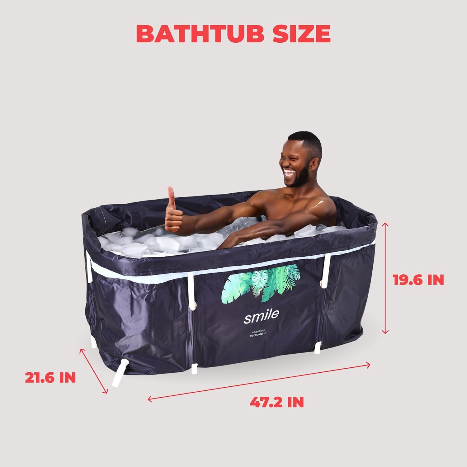 Portable Tub for Adults - Japanese Style Tub for Adults - Inflatable and Lightweight - Collapsible Bathtub for Elderly - Space-Saving Foldable Inflate Bathroom Tub - Black, 47.2Lx19.6Wx21.6H In