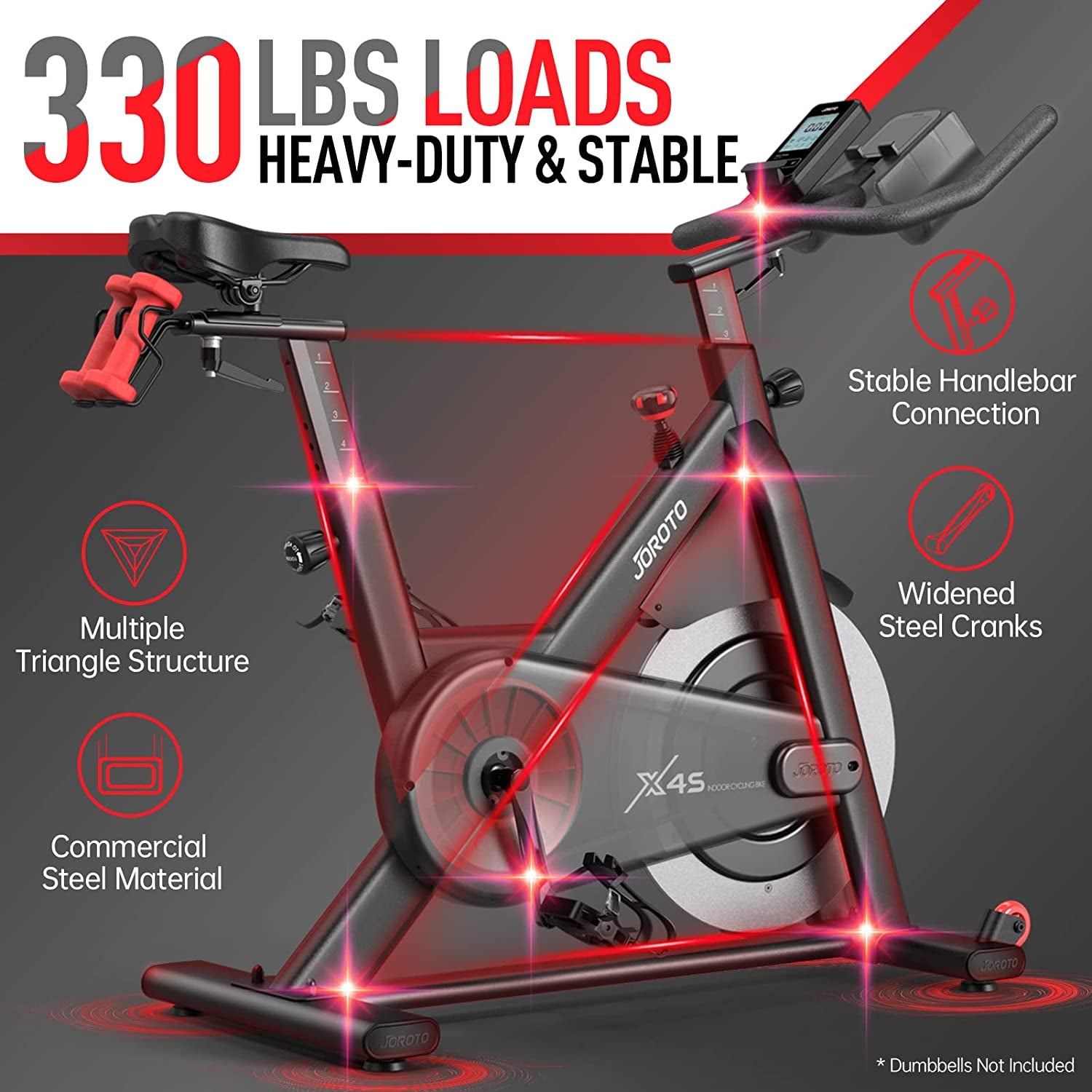 X4S Exercise Bike,Stationary Bike for Home Cardio Gym,Indoor Cycling Bike with Bluetooth Heart Rate,Workout Bike with Readable Magnetic Resistance,330Lbs Weight Capacity