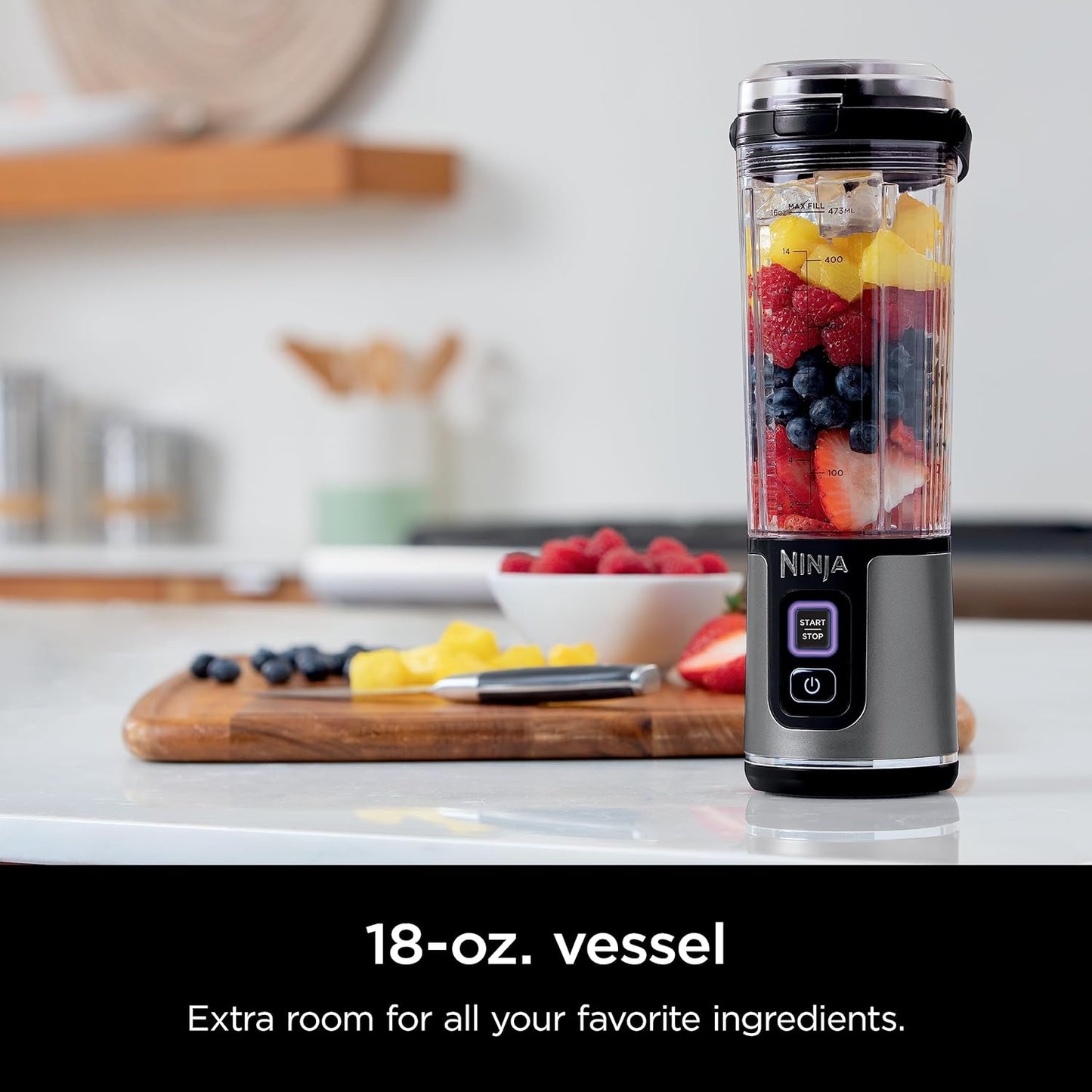 BC151BK Blast Portable Blender, Cordless, 18Oz. Vessel, Personal Blender-For Shakes & Smoothies, BPA Free, Leakproof-Lid & Sip Spout, USB-C Rechargeable, Dishwasher Safe Parts, Black