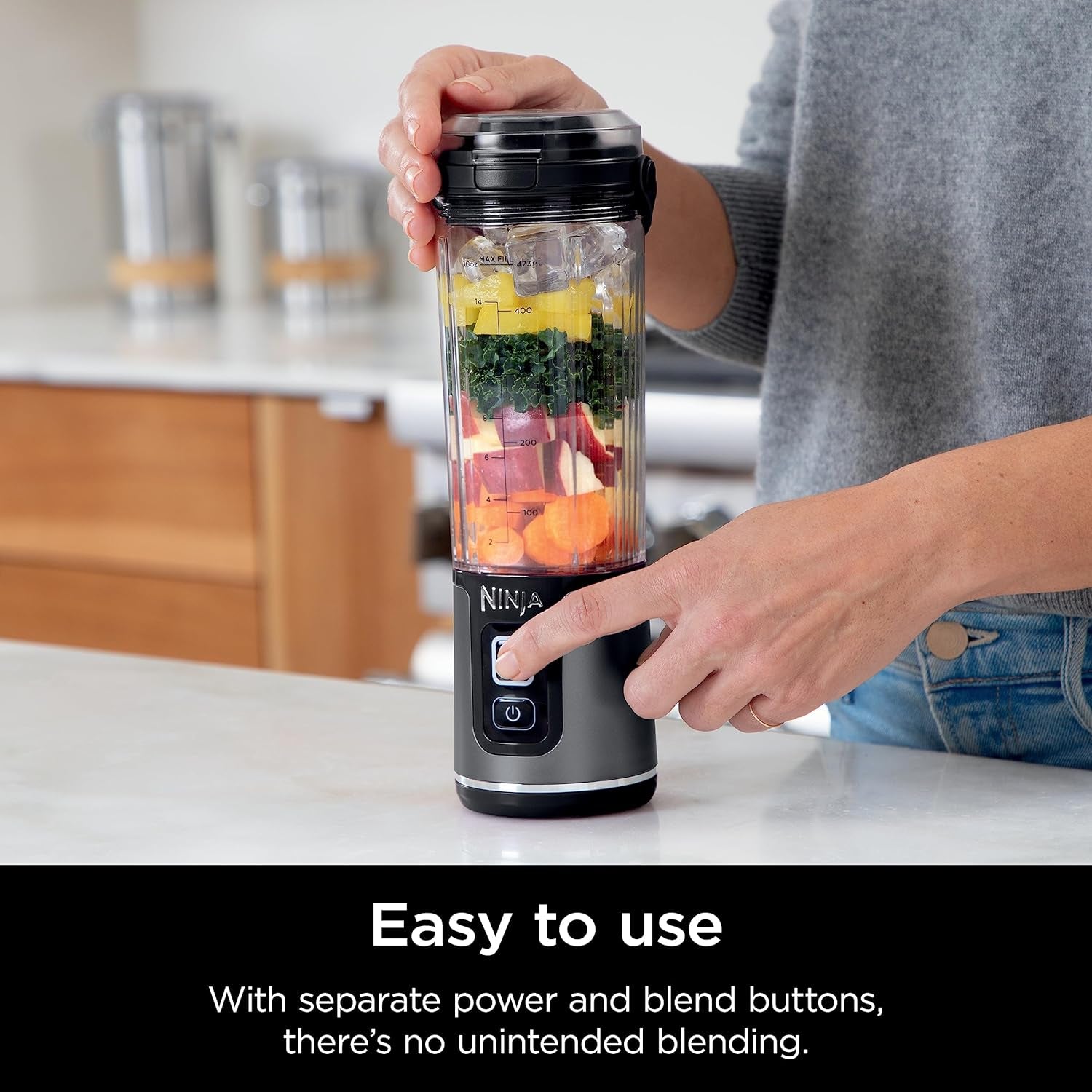 BC151BK Blast Portable Blender, Cordless, 18Oz. Vessel, Personal Blender-For Shakes & Smoothies, BPA Free, Leakproof-Lid & Sip Spout, USB-C Rechargeable, Dishwasher Safe Parts, Black