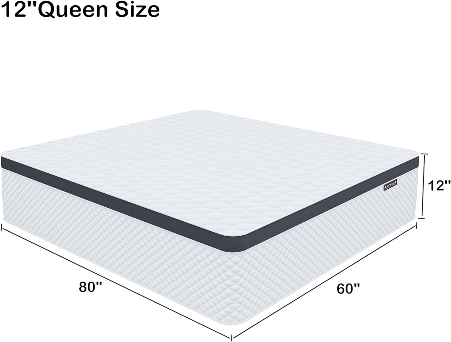 Queen Mattress,12 Inch Queen Size Mattress in a Box,Gel Memory Foam and Innerspring Hybrid Mattress with Individual Pocket Spring for Motion Isolation,Pressure Relief,Medium Firm Feel