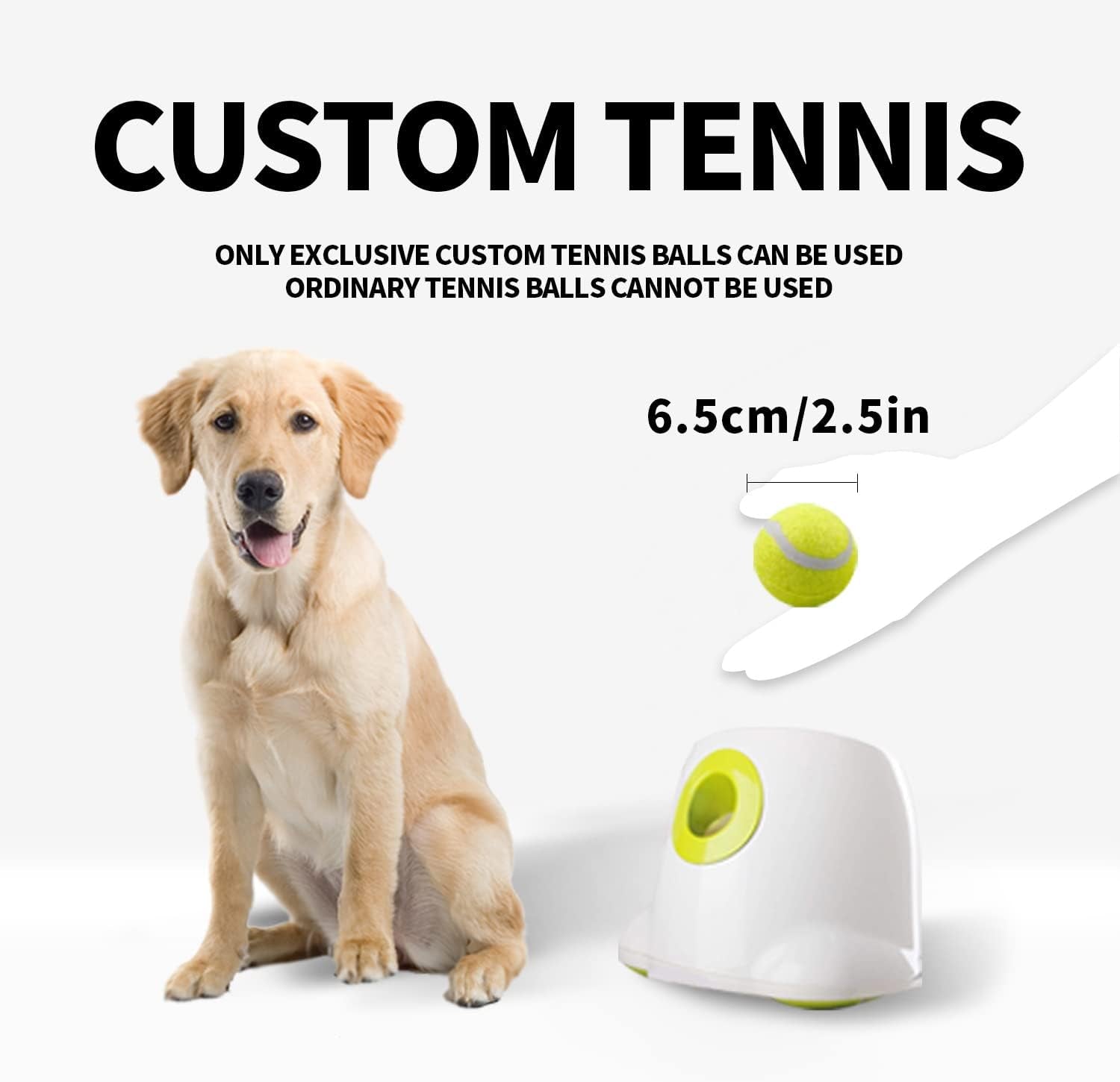 Automatic Ball Thrower for Dogs, Interactive Dog Ball Launcher Machine, Rechargeable Fetch Toy with 6 Tennis Balls Included, Adjustable Launch Distance, Ideal for Medium and Large Dogs