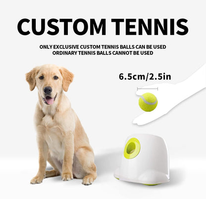 Automatic Ball Thrower for Dogs, Interactive Dog Ball Launcher Machine, Rechargeable Fetch Toy with 6 Tennis Balls Included, Adjustable Launch Distance, Ideal for Medium and Large Dogs