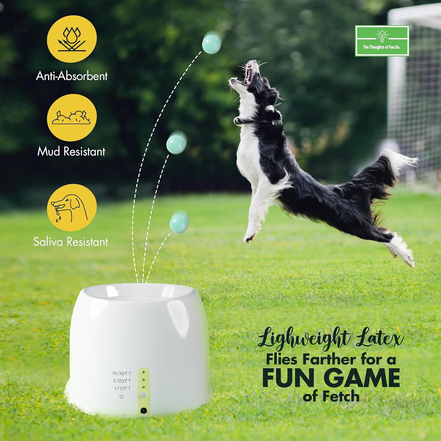 Dog Ball Launcher Automatic Fetch Machine for Small to Medium Dogs, 6 Balls, Dual Power Breeds, Ensures Exercise and Fun