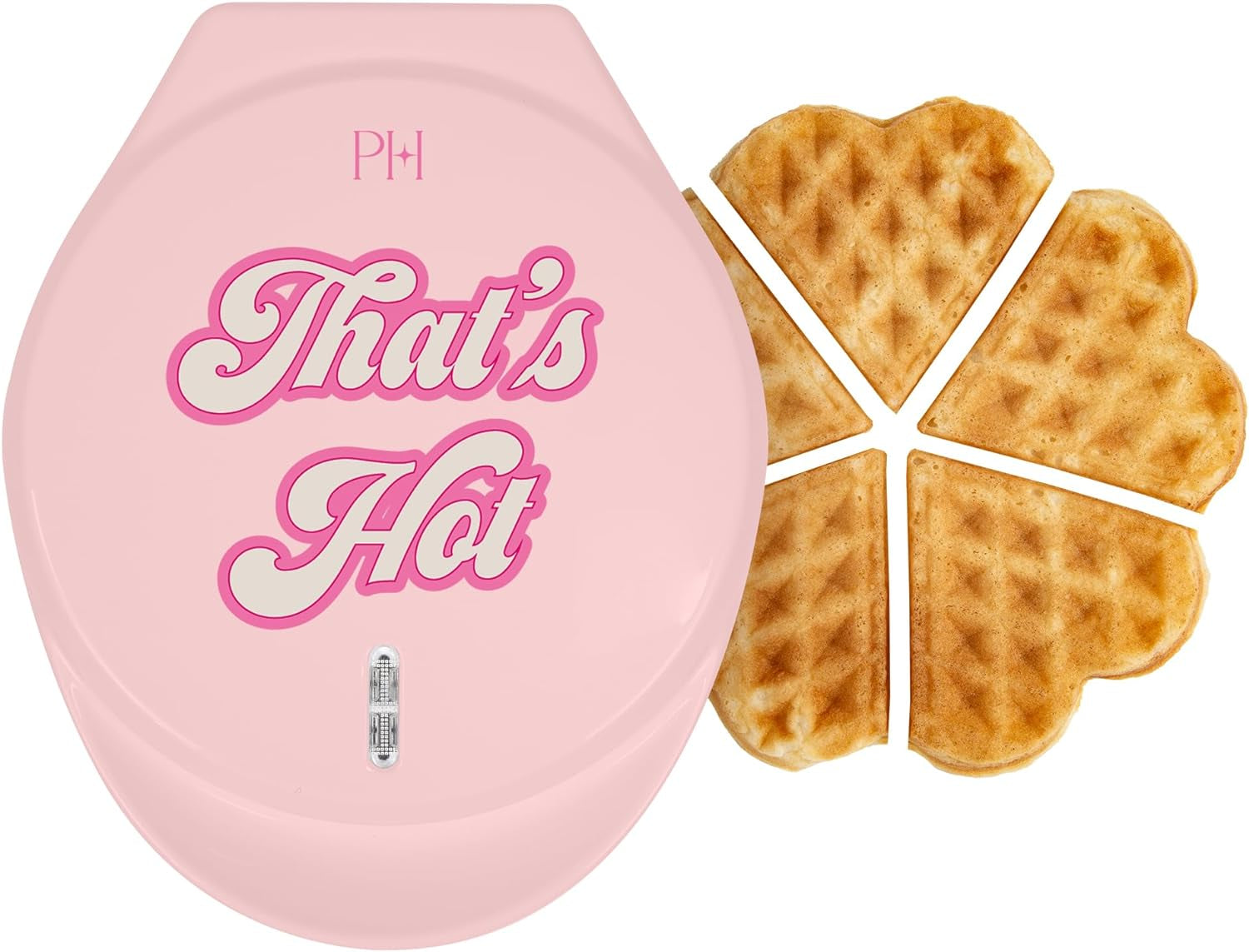 Heart Waffle Maker, Makes 5 Mini Heart Shaped Waffles or 1 Individual Waffle, Easy to Clean 6" Nonstick Plates, Made without PFAS or PFOA, Electric Waffle Iron, Pink