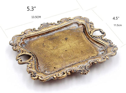 Small Antique Trinket Dish Vintage Gold Jewelry Tray, Ring Holder