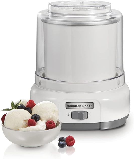 Electric Automatic Ice Cream Maker, Frozen Yogurt, Sorbet, Custard 1.5 Quart, White (68880)