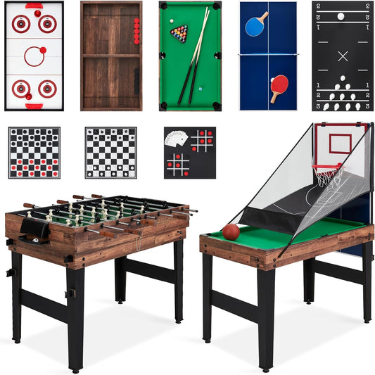 13-In-1 Combo Game Table Set for Home, Game Room, Friends & Family W/Ping Pong, Foosball, Basketball, Air Hockey, Archery, Chess, Checkers, Shuffleboard, Bowling