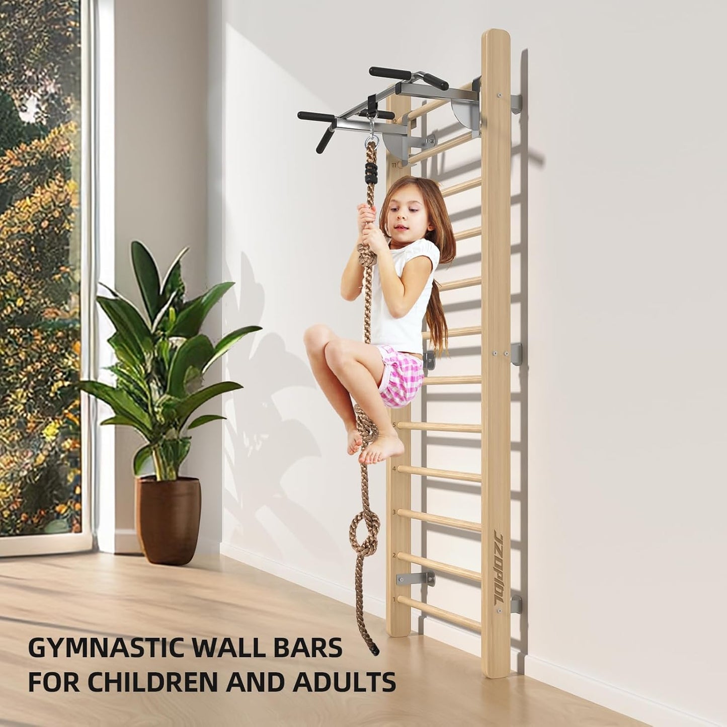 Swedish Ladder Wood Stall Bar - Wall Bars for Kids & Adults, Resistance Pilates System - Indoor Chin up Bar Workout Equipment for Home Exercise，Physical Therapy & Gymnastics